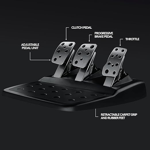 Logitech G29 Driving Force Racing Wheel and Floor Pedals, Real Force Feedback, Leather Steering Wheel Cover for PS5, PS4, PC, Mac - Black (Renewed)