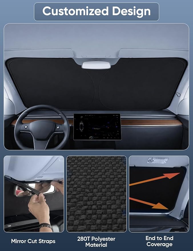 Autovir Windshield Sun Shade Fit for 2021-2024 2025 2026 Ford Bronco Sport Sun Shade, Front Window Sun Visor, UV Protection, Heat Blocker, Foldable Car Accessories