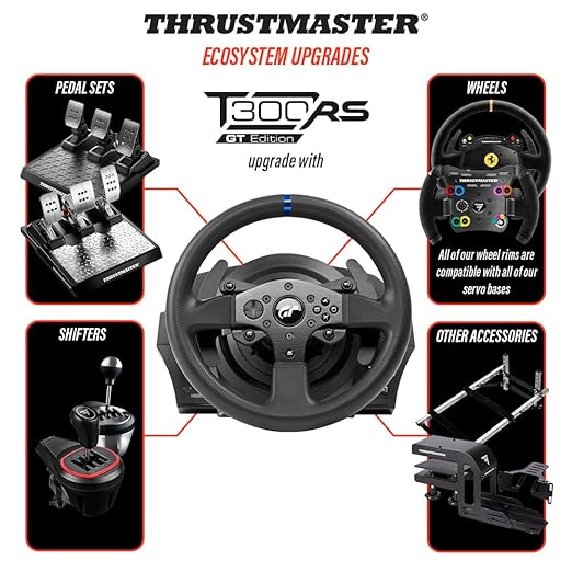 Thrustmaster T300RS GT Steering Wheel Set – Premium Force Feedback Sim Racing Wheel & Pedals for PS5, PS4 & PC | Realistic Driving Simulator for Sim Racing