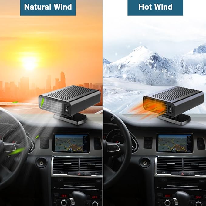 Car Heater-12V Portable Car Heaters for Vehicle, 150W Car Heater that Plug in Cigarette Lighter, 2 in 1 Heating & cooling Fast Heating Defrost Defogger