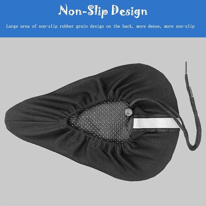 Kids Gel Bike Seat Cushion Cover for Boys & Girls, 9"x6" Breathable & Extra Soft Memory Foam Children Bicycle Saddle Pad with Water&Dust Resistant Cover