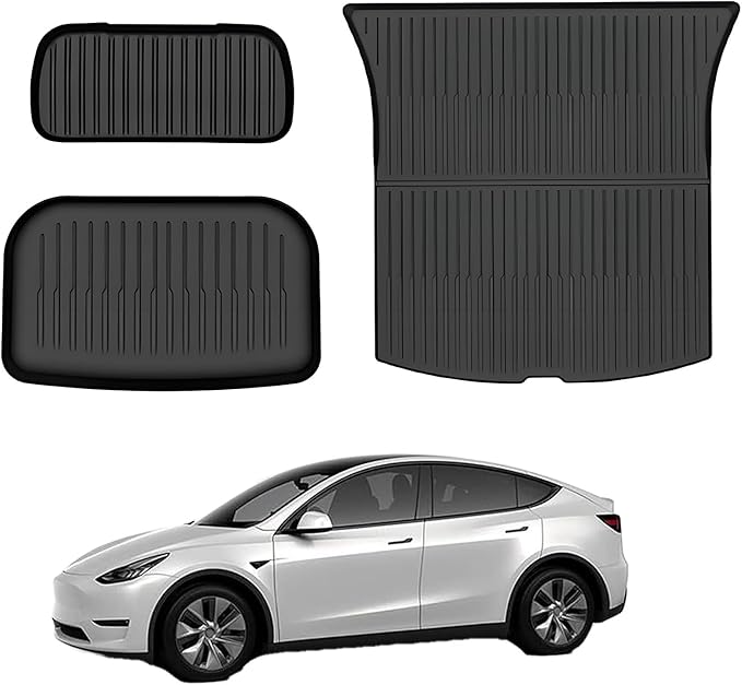Storage Mats and Cargo Liners Compatible with 2025 2026 New Model Y Juniper, All Weather Rear Cargo Trunk Tray Floor Mat Custom Fit 3D Tech Waterproof Durable TPO Accessories