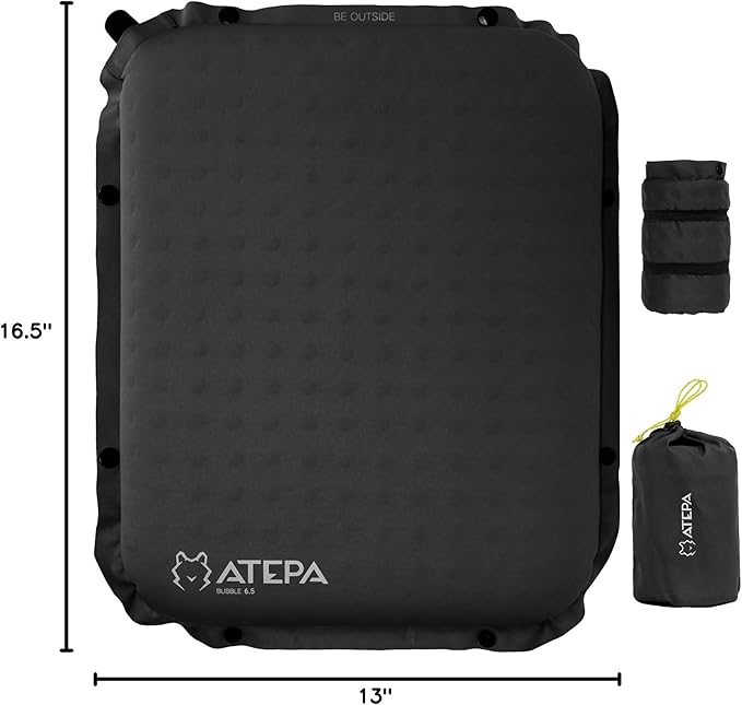 ATEPA Inflatable Seat Cushion, Compact Self-Inflating Seat Cushion for Stadium Airplane Air Travel Bleacher Camping, Blow Up Foam Seat Pad for Outdoor Sports Events Backpacking Hiking Sitting
