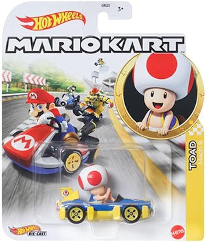 Hot Wheels Mario Kart Die-Cast Character Cars Collection, Bundle of 8, Nintendo Gaming Vehicles GBG25-957M