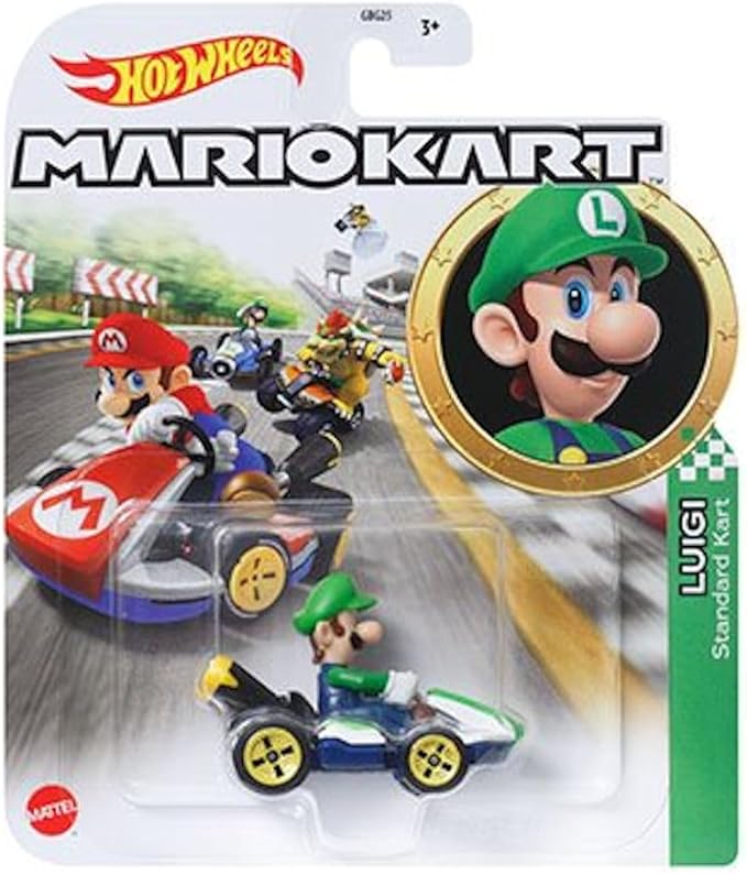 Hot Wheels Mario Kart Die-Cast Character Cars Collection, Bundle of 8, Nintendo Gaming Vehicles GBG25-957M