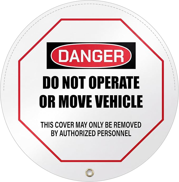 1 Pcs Steering Wheel Cover for Lockout Tagout - 16" Danger Do Not Operate Reinforced Vinyl for Trucks Pallet Jacks Forklifts