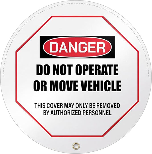 1 Pcs Steering Wheel Cover for Lockout Tagout - 16" Danger Do Not Operate Reinforced Vinyl for Trucks Pallet Jacks Forklifts