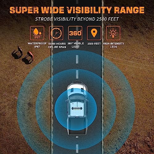 XRIDONSEN 37" 104 LED Roof Strobe Light Bar, Top Amber White Strobe Lights