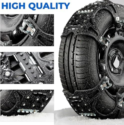 ZONETECH Tire Snow Chains 12-Pack All Season Black Upgraded Premium Quality Strong and Durable Anti-Skid Car,SUV, Pick Up and Truck for Emergency and Travel