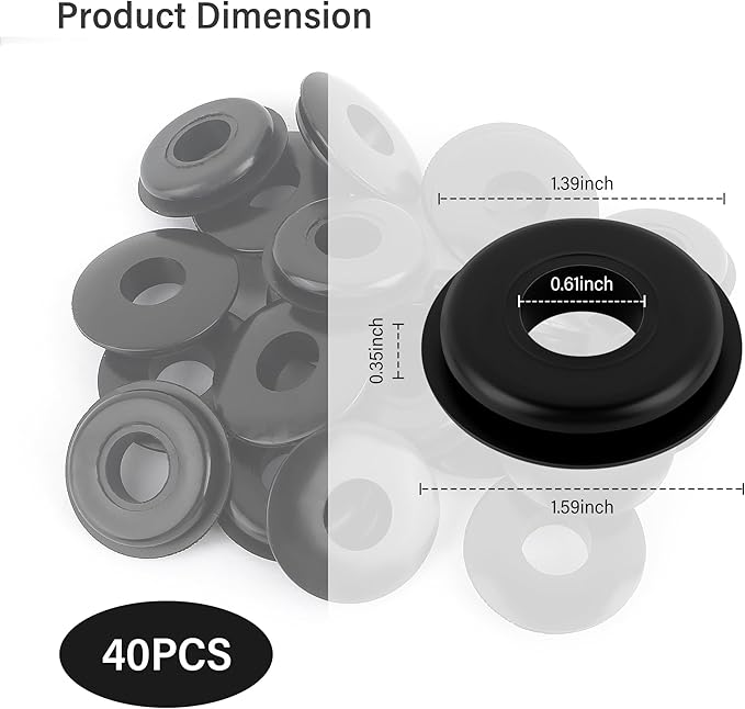 40PCS Glad Hand Seals for Glad Hand Air Hose,Rubber Gladhand Seals of Semi Truck Accessories,Air Lines for Semi Truck Car Accessories Compatible with Tramec Tectran Haldex (40PCS Black)