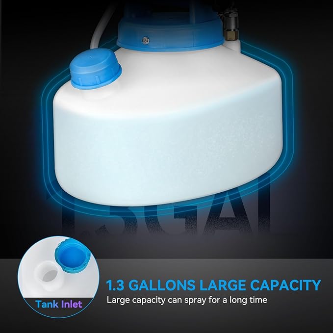 5L (1.3 Gallon) Electric ULV Fogger Machine with 3 Nozzles, Portable Sprayer Cold Fogger Machine Spraying Adjustable Flow Rate Distance 30ft for Home Hotel Church School Yard Garden