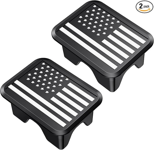 EGOVO Bed Rail Stake Pocket Covers Compatible with 2019-2026 Dodge Ram 1500 2500, Rear Truck Tonneau Stake Hole Caps Plugs, Weatherproof Snow & Rust Protection Accessories - 2PCS Black & White Flag
