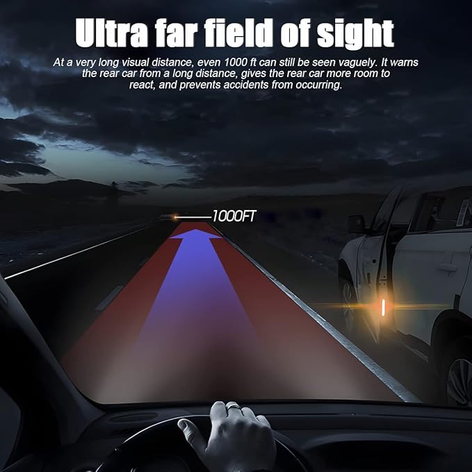 4PCS Reflective Open Warning Stickers for Car Door, Night Visibility Auto Safety Prompt Decals, 3.6 Inch Anti-Collision Protective Strip Tape, Car Accessories Universal for Truck, SUV, Van (Orange)
