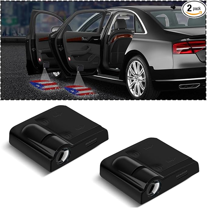 2Pcs Universal Car Door Lights Logo Projector, Auto Door Projection Wireless LED Welcome Courtesy Light, Welcome Ghost Shadow Lamp Vehicle Accessories Fit for Most Cars (Style D)