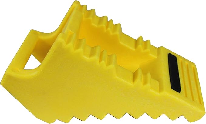 MaxxHaul 50503 High Visibility Poly Foam Wheel Chock 2-Pack | 8" x 4" x 4" Lightweight Tire Stop | Slip-Resistant Rubber Base | Built-in Handle | Safety Yellow