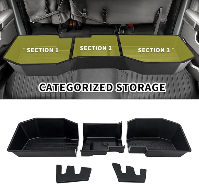 MAXDOM Under Seat Storage Fit for (2007-2018) Chevy Silverado 1500/GMC Sierra 1500 (2007-2019) 2500HD 3500HD Crew Cab Rear Underseat Organizer Box