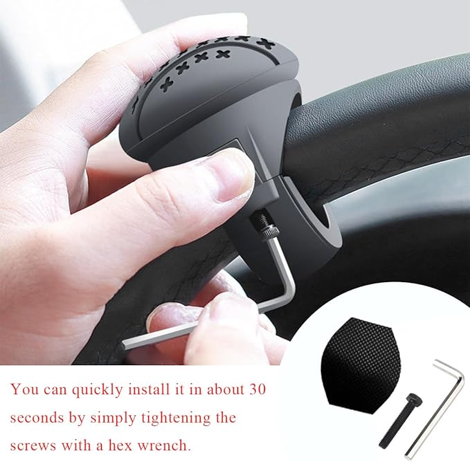 Povtii Steering Wheel Spinner, 360° Rotatable Soft Surface Steering Wheel Booster, Anti-Slip Silicone & ABS Steering Wheel Handle Knob with Metal Bearing Balls, Car Accessories
