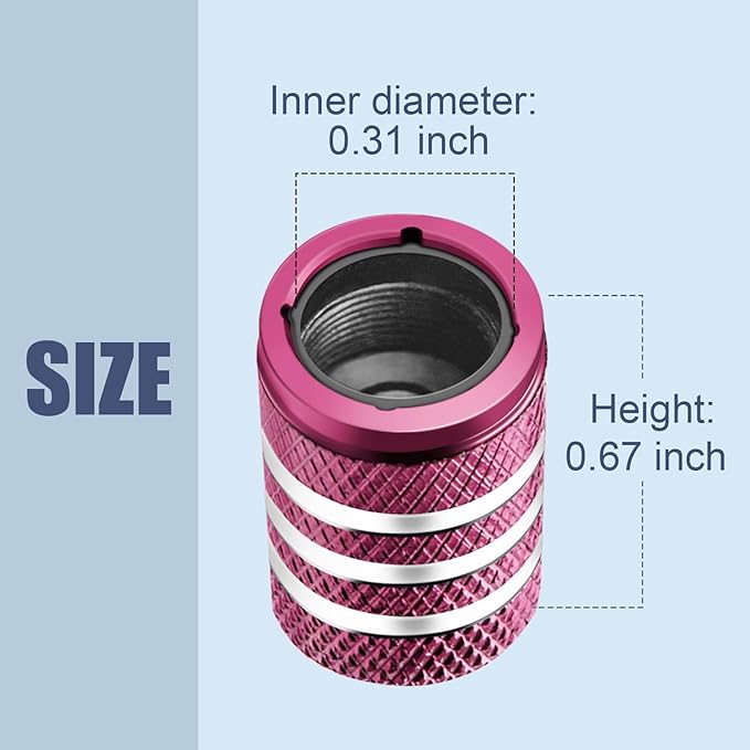 Tire Valve Stem Caps Cover - (5 Pack) Tire Air Cap N2 Nitrogen Metal with Plastic Liner Corrosion Resistant Leak-Proof for Car Truck Motorcycle Bike Pink