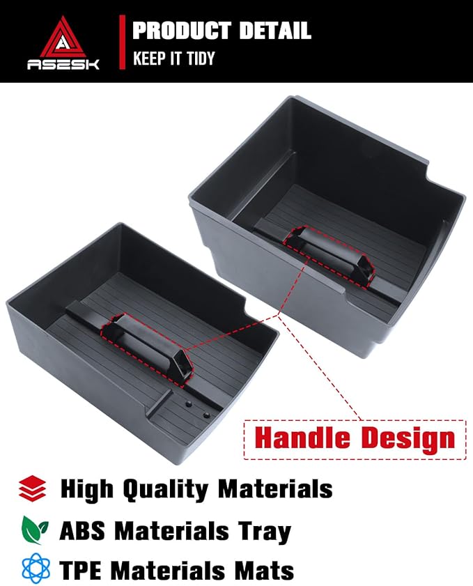 for 2024-2026 GMC Acadia&Chevy Traverse Armrest Storage Box Console Organizer ABS Materials - Easy to Install & Lift Handle Design 2PCS Double Layer Center Console Armrest Organizer
