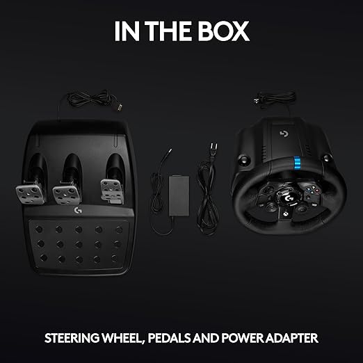 Logitech G923 Racing Wheel and Pedals for Xbox X|S, Xbox One and PC Featuring TRUEFORCE up to 1000 Hz Force Feedback, Responsive Pedal, Dual Clutch Launch Control, and Genuine Leather Wheel Cover