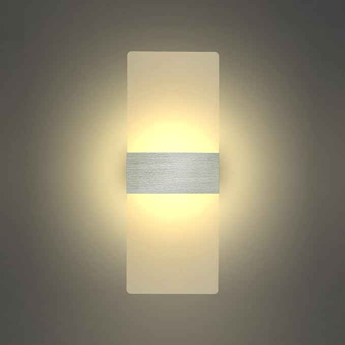 KICAAO Modern Wall Sconces, Led Wall Light 10w, Wall Sconce Up Downlight, Hardwired Acrylic Wall Light Lighting, Suitable for Living Room Corridor Bedside (Warm White 2700K 4Pack)