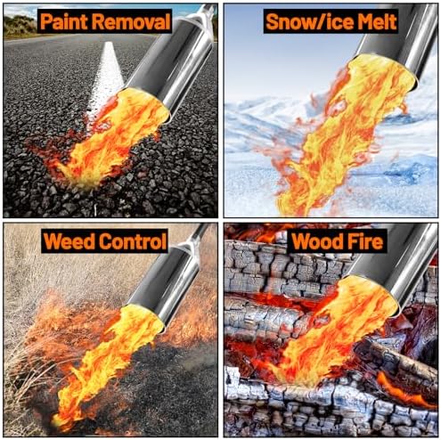 Propane Torch Weed Burner Kit,High Output,Heavy Duty Blow Torch Flamethrower with 10FT Hose for Weeding,Roof Asphalt,lce Snow,Road Marking,Charcoal