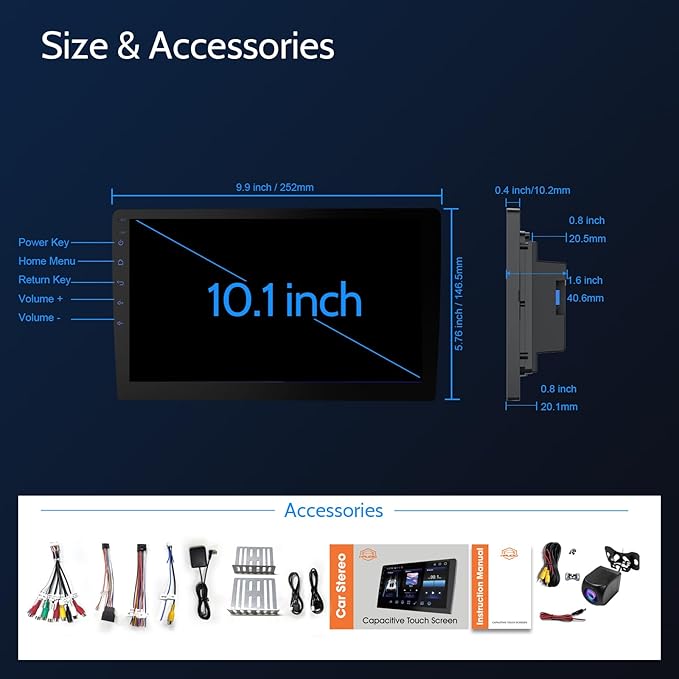 Haudio 10.1 Inch Carplay Screen for Car,8 cores Radio Screen with Wireless CarPlay and Android Auto,Car Stereo with Mirror Link,Double Din Autoradio with Backup Camera,FM,Aux Input Car Audio