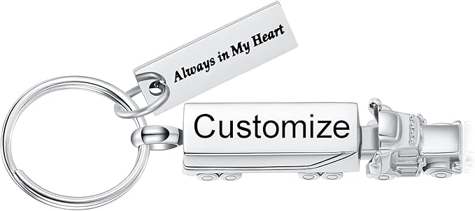 Imrsanl 18 Wheeler Semi Truck Urn Keychain for Ashes for Men Women Memorial Pendant Key Ring Cremation Jewelry Keepsake