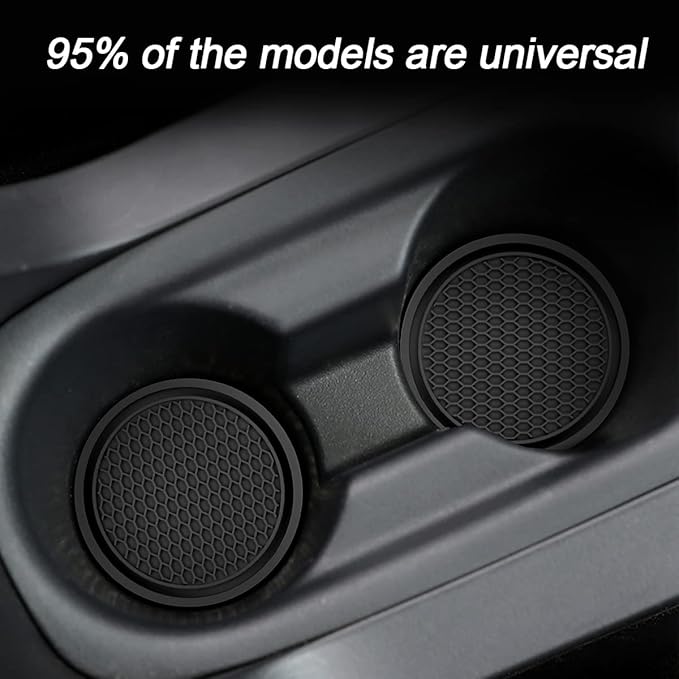 Osilly 4 Pack Car Coaster, 2.75 Inch PVC Anti Slip Cup Holder Insert Coaster, Honeycomb Waterproof Drink Mat Suitable for Most Car Interior, Universal Vehicle Accessories for Women and Men (Black)