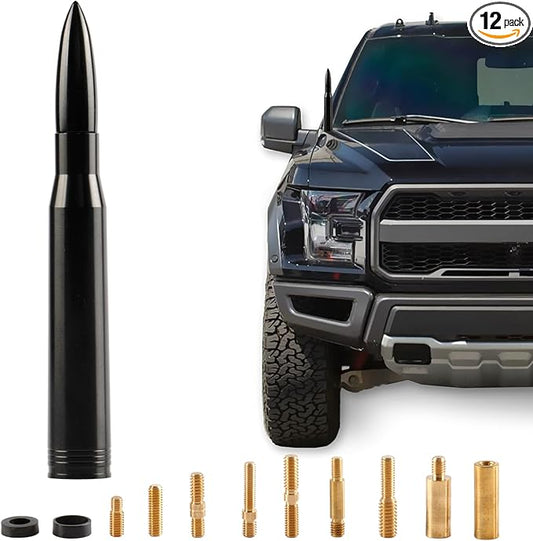 BJSIA Universal Car Antenna Replacement Compatible with Ford, Dodge, Chevrolet, GMC, Jeep, Toyota Truck Replacement Antenna - Made of Rugged Billet and Aluminum, Black, Car Accessories
