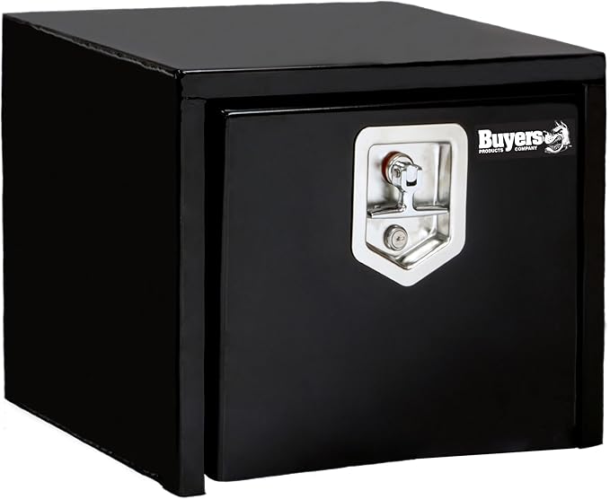 Buyers Products 1703349 Black Steel Underbody Truck Box with T-Handle Latch, 14 x 12 x 18 Inch, Contractor Toolbox For Organization And Storage, Job Tool Chest