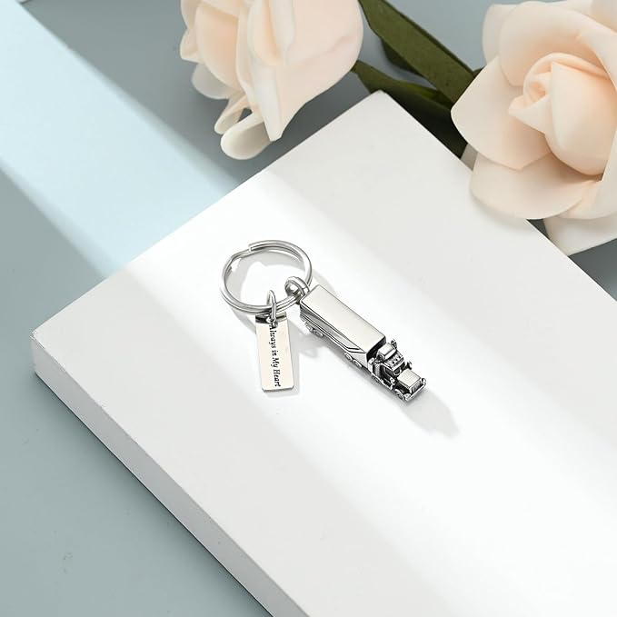 Imrsanl Truck/Excavator Urn Keychain for Ashes for Men Cremation Jewelry Urn Key Chain for Ashes Pendant Key Ring for Human