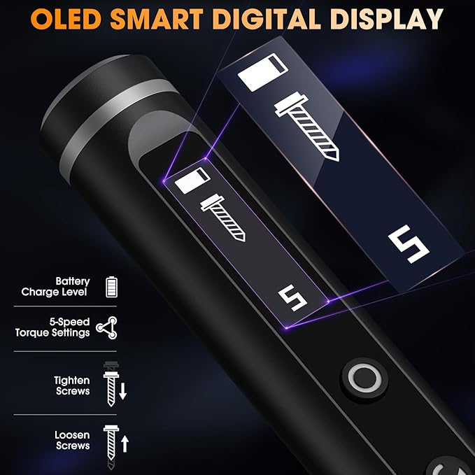 3.7V Mini Electric Screwdriver,Cordless Precision Screwdriver Set,50 in1 Magnetic Bits,Small Repair Tool Kit with Magnetic Storage,5 Torque, LED Display for Electronics Computer,Phone,Glasses,Watch