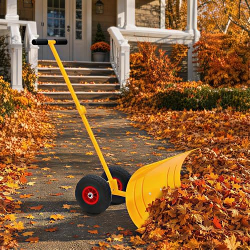 Garvee 29" W Adjustable Handle Wheeled Shovel for Driveway, Single Rod