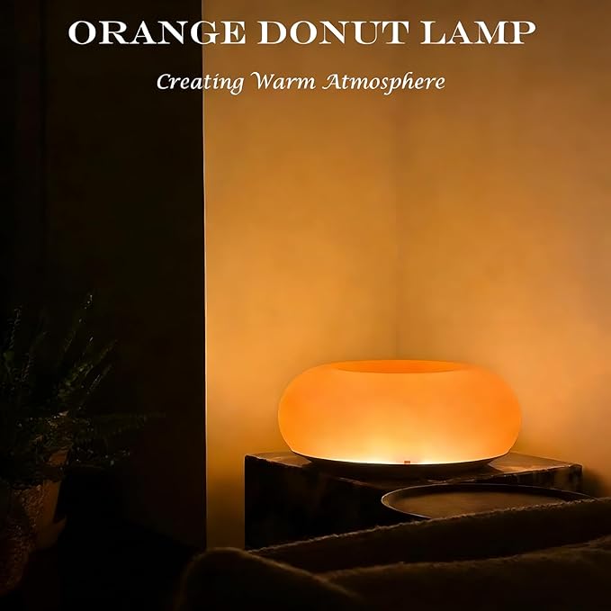 Orange Donut Table Lamp,Dount Light Lamp Ambient Lighitng,Aesthetic Touch Table Lamps,Modern Cute Desk Lamps for Living Room Bedroom
