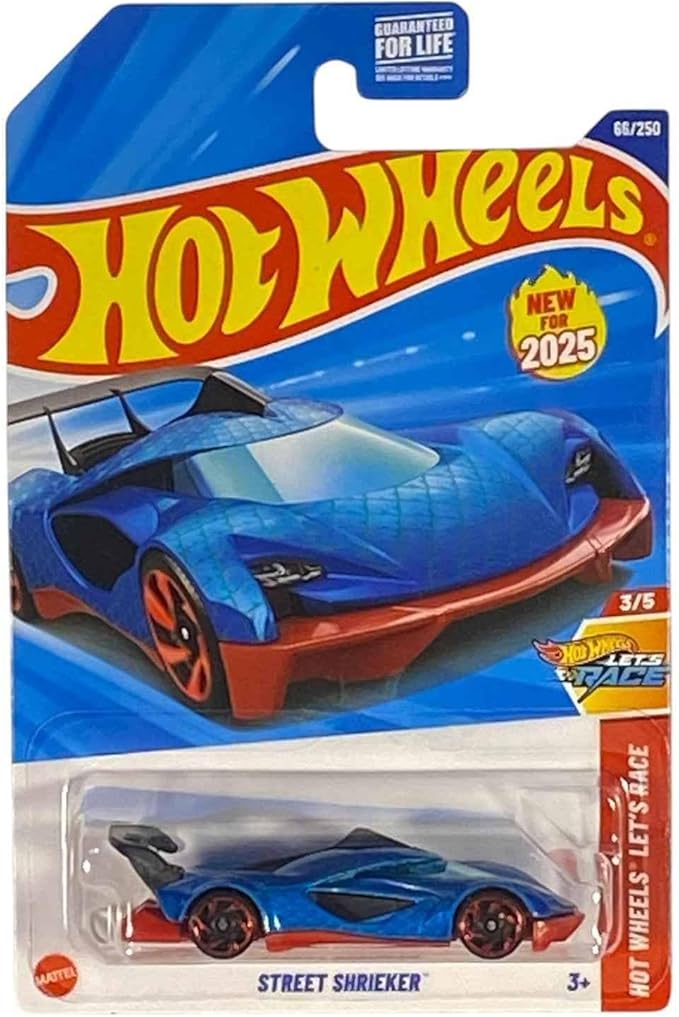 Hot Wheels Street Shrieker [Blue] Let's Race 3/5, New for 2025! 66/250, 1:64 Scale Diecast Toy Vehicle