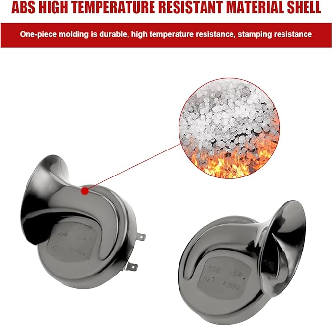 2PCS 300DB Super Loud Train Horns, 12V Waterproof Air Horns Replacement Kit, Car Air Electric Snail Double Horn, Automotive Accessories Universal for Motorcycle, Truck, Bike, Boat (Gray)
