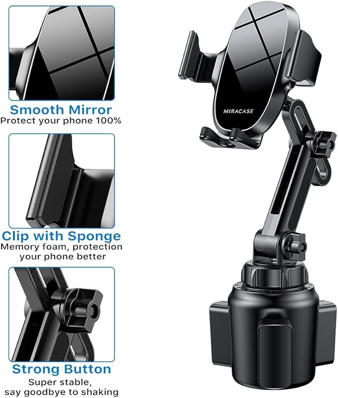 Miracase [Upgraded Version Cup Phone Holder for Car, Universal Adjustable Long Neck Car Phone Mount Cradle Friendly Compatible with iPhone Samsung Google and All 4.0-7.0 inches Smartphones