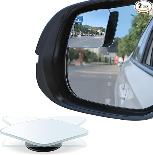 LivTee Blind Spot Mirror，Rhombus Shaped HD Glass Frameless Convex Rear View Mirror with wide angle Adjustable Stick for Cars SUV and Trucks, Pack of 2