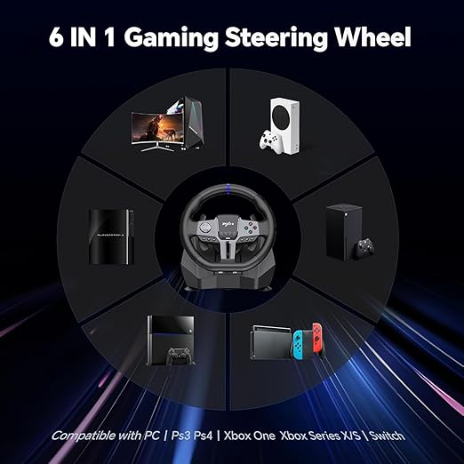 PXN PC Steering Wheel, V9 GEN2 Universal Usb Car Sim 270/900 Degree Race Steering Wheel with 3-Pedals and Shifter Bundle for PC, Xbox One, Xbox Series X/S, PS4, PS3