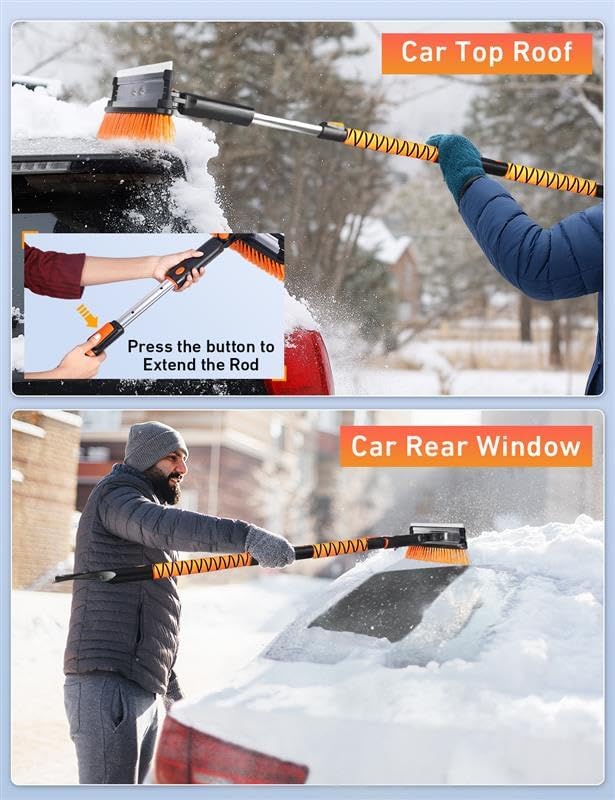 EcoNour 55" Telescopic Snow Brush and Ice Scraper for Car Windshield