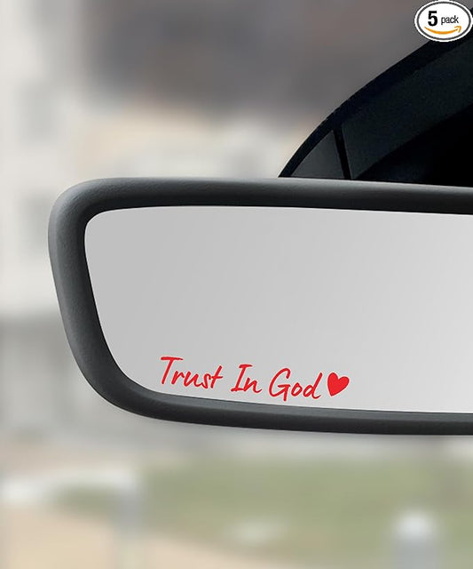 SCUARI 4PCS Car Stickers,Cars Decals,Car Accessories Trust in God Rearview Mirror Sticker,Auto Stickers and Decals,Auto Decals for Women,Trust in God Mirror Decoration,Fits Most Vehicles (Red)