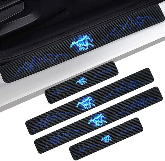 4PCS Carbon Fiber Door Sill Protectors Front/Rear Anti-Scratch Entry Guard fit for Bronco Mustang Accessories
