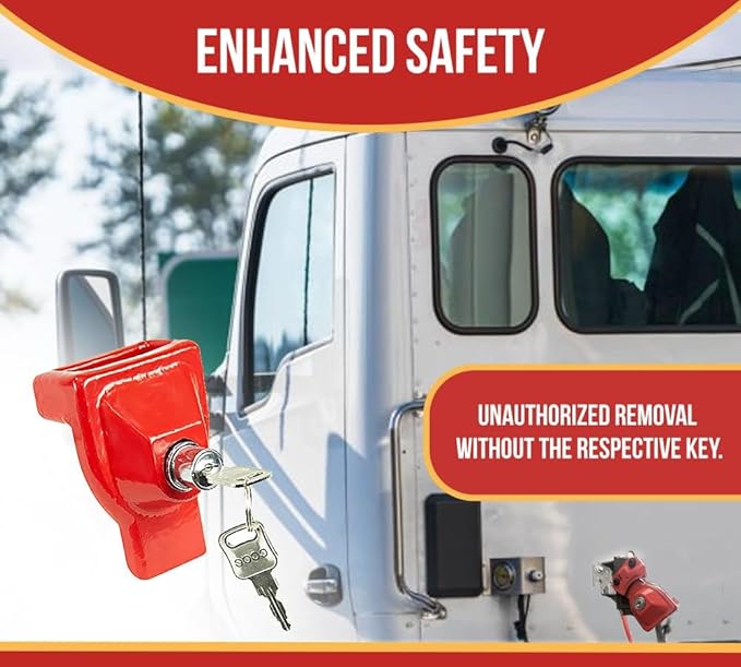Mytee Products 2 Pack Glad Hand Lock Without Keyed Alike for Air Brake Security, Cast Iron Trailer Emergency Brake Lock for Semi Trucks, Tractor Trailers & Commercial Vehicle Security