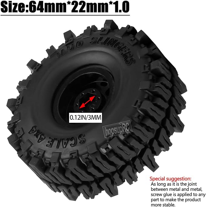1.0 RC Wheels RC Truck Tires for 1/18 1/24 TRX4M,SCX24,FCX24 RC Crawler,Alloy 1.0‘’ Beadlock RC Truck Tires RC Wheels (4pcs Gold)