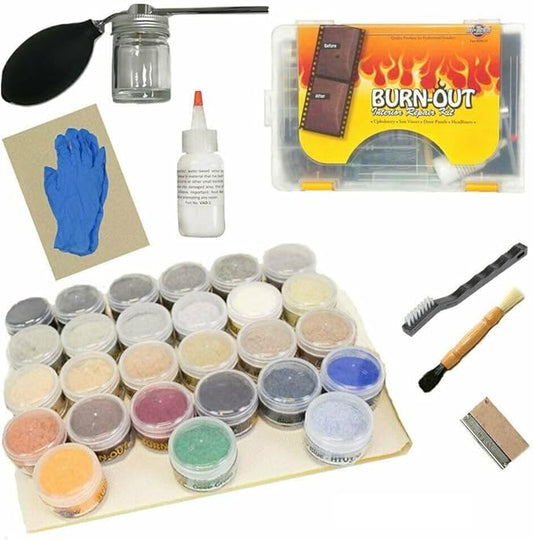 HI-TECH VRK-01 Burn-Out Interior Repair Kit – Fix Cigarette Burns in Car Seats, Headliners & More – 27 OE Colors – Velour Flock – Auto Upholstery Restoration