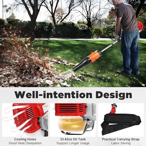 2-in-1 Gas Powered Leaf Blower & Lawn Sweeper, 52CC 2.3HP Handheld Backpack Blower/Sweeper with 20.47-Inch Brush, 1700W Snow Blowers for Yard, Driveway, Sidewalk Debris Cleaning, 8500RPM