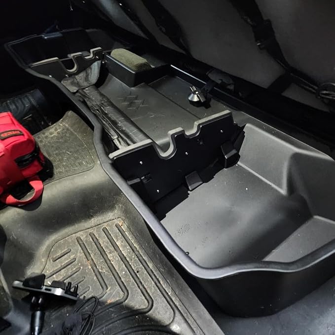 WHALEMOTOR Underseat Storage Compatible with 2014-2018 Chevy Silverado GMC Sierra Double/Extended Cab 1500(Inclu 2019 Ld/Lt)& 2015-2019 2500 3500 HD, Upgraded Rear Under Seat Organizer Cargo Box