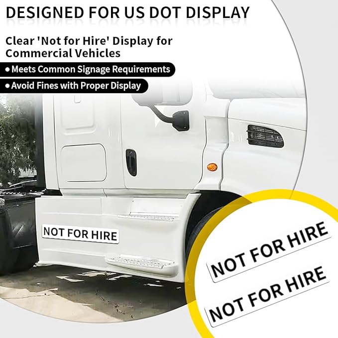 Not for Hire Magnets for Trucks & Vans - 2 Pack Heavy Duty Magnetic Signs - 3.5 x 21 Inch Magnetic Stickers for Commercial Vehicles, Trucks, Trailers - Meets US DOT Display Guidelines