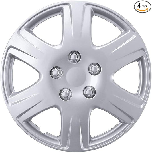 BDK Premium Replacement Hubcaps for Toyota Camry (Full Set of 4) - Fits 15" Rims, 6-Spoke Original Design, Hub Cap for Cars Direct OEM Replacement, Quick Snap-On Installation High Durability - 15 Inch